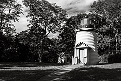 Two of Restored Three Sisters Lighthouses on Cape Cod -BW